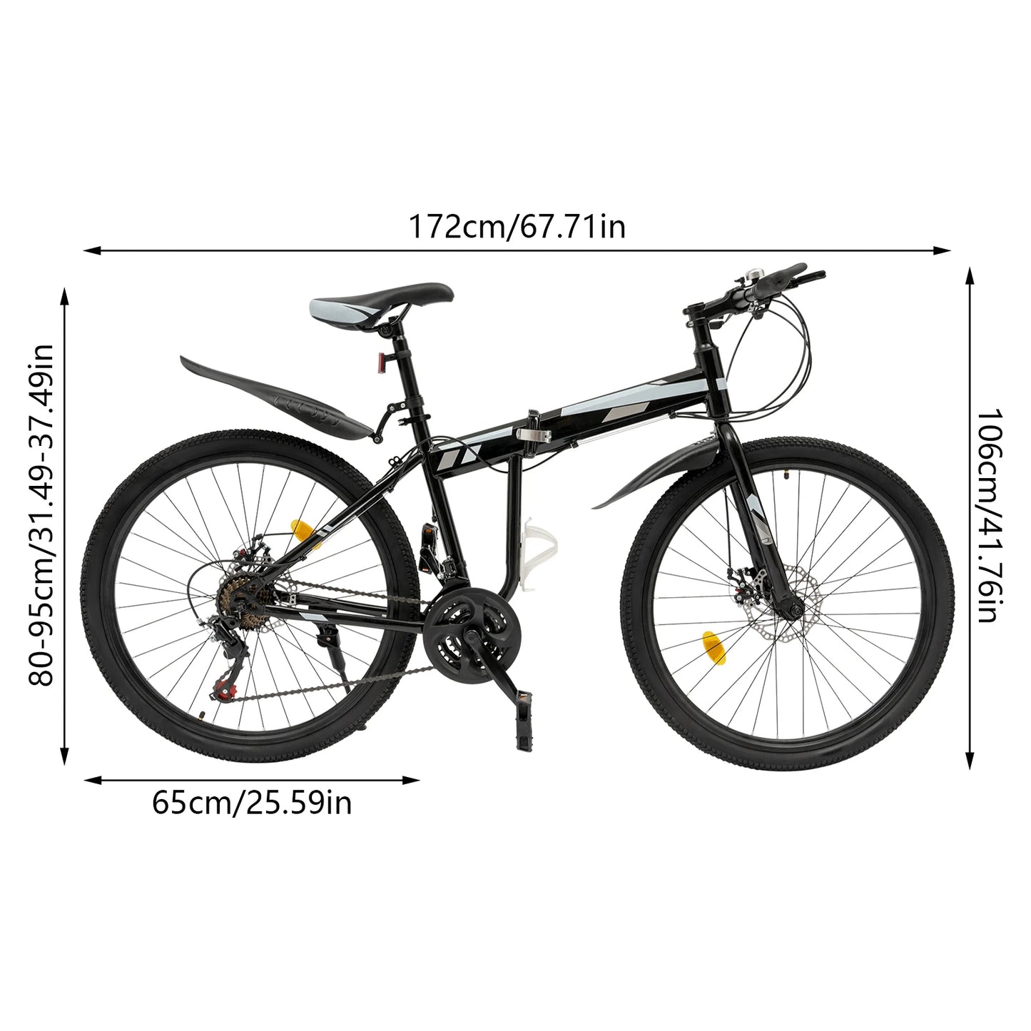 Folding Mountain Bike, High-Carbon Steel Frame, Dual Disc Brakes