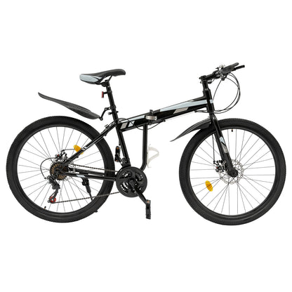 Folding Mountain Bike, High-Carbon Steel Frame, Dual Disc Brakes